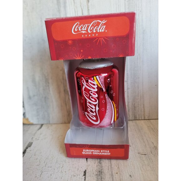 Vintage European glass coke can ornament Xmas glitter soda - Picture 1 of 7